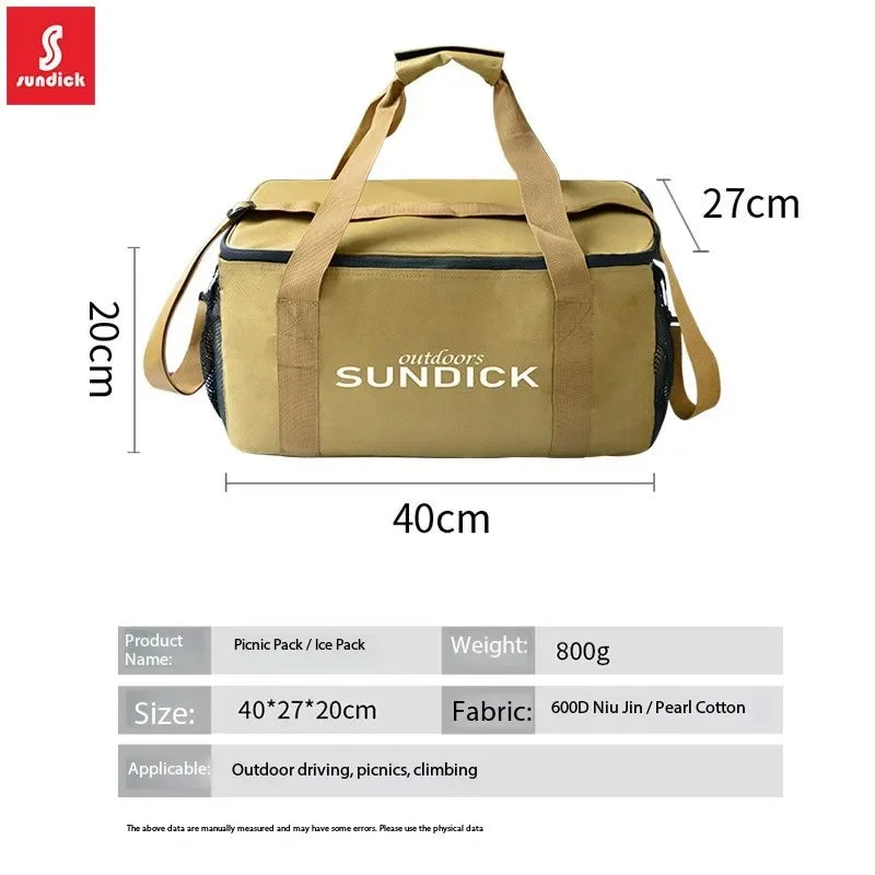 sac pique nique isotherme beige assiettes casserole réchaud gaz poignées bandoulière amovible