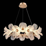 lampe suspendue moderne blanche fleurs relief acrylique translucide chambre restaurant led dimmable
