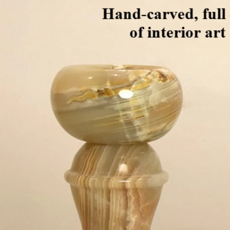 supports bougie jade moderne marbré marron clair beige élégants décoration maison