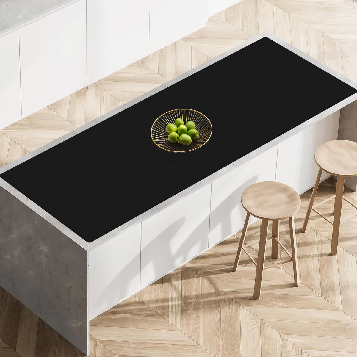 tapis silicone moderne rectangle antidérapant respectueux environnement noir gris lisse opaque contemporain cuisine
