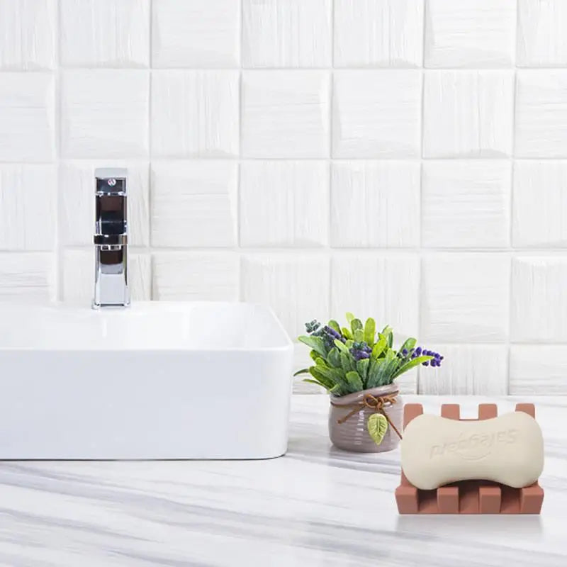 support savon silicone marron blanc moderne facile nettoyer minimaliste