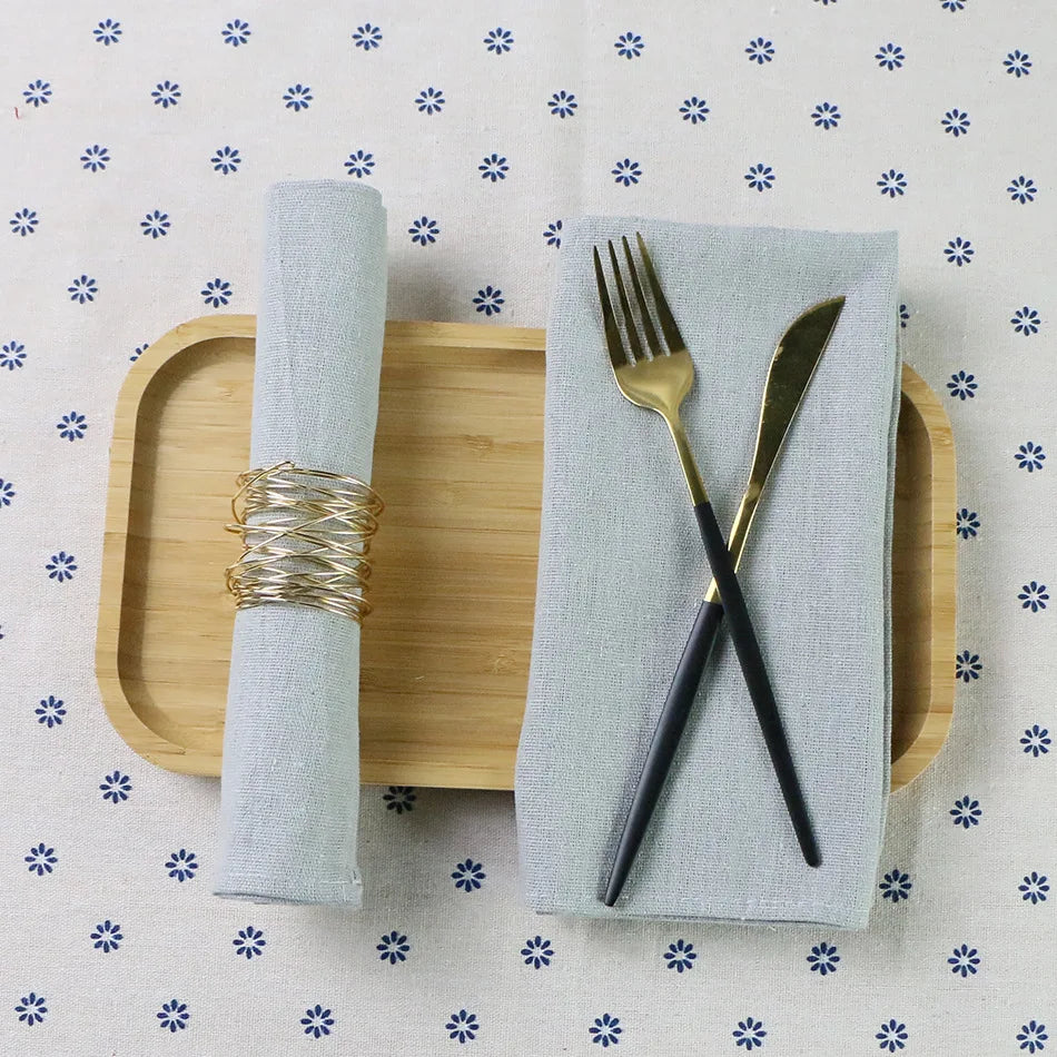 serviettes table coton polyester 30x45cm classique vert olive rouge blanc gris clair texture lin