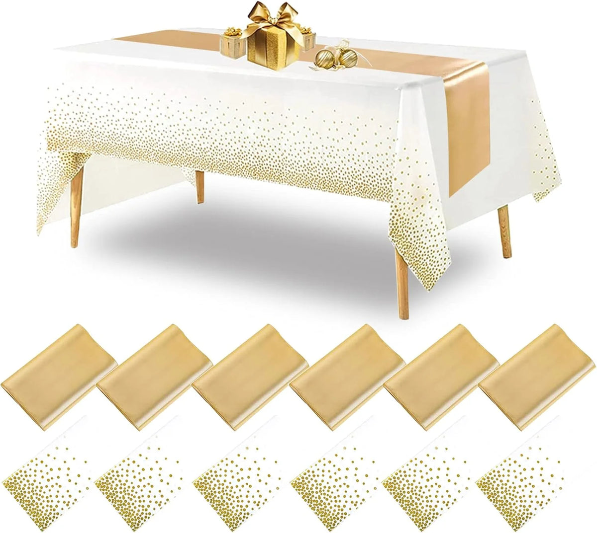 nappes jetables satinées chemins table motifs étoiles dorées roses festifs blanc or rose bleu