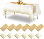 nappes jetables satinées chemins table motifs étoiles dorées roses festifs blanc or rose bleu