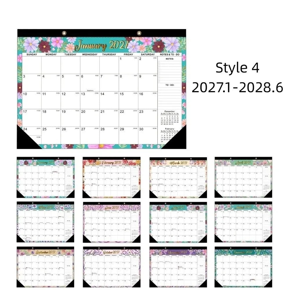 calendrier mural floral moderne notes faire planification quotidienne 18 mois
