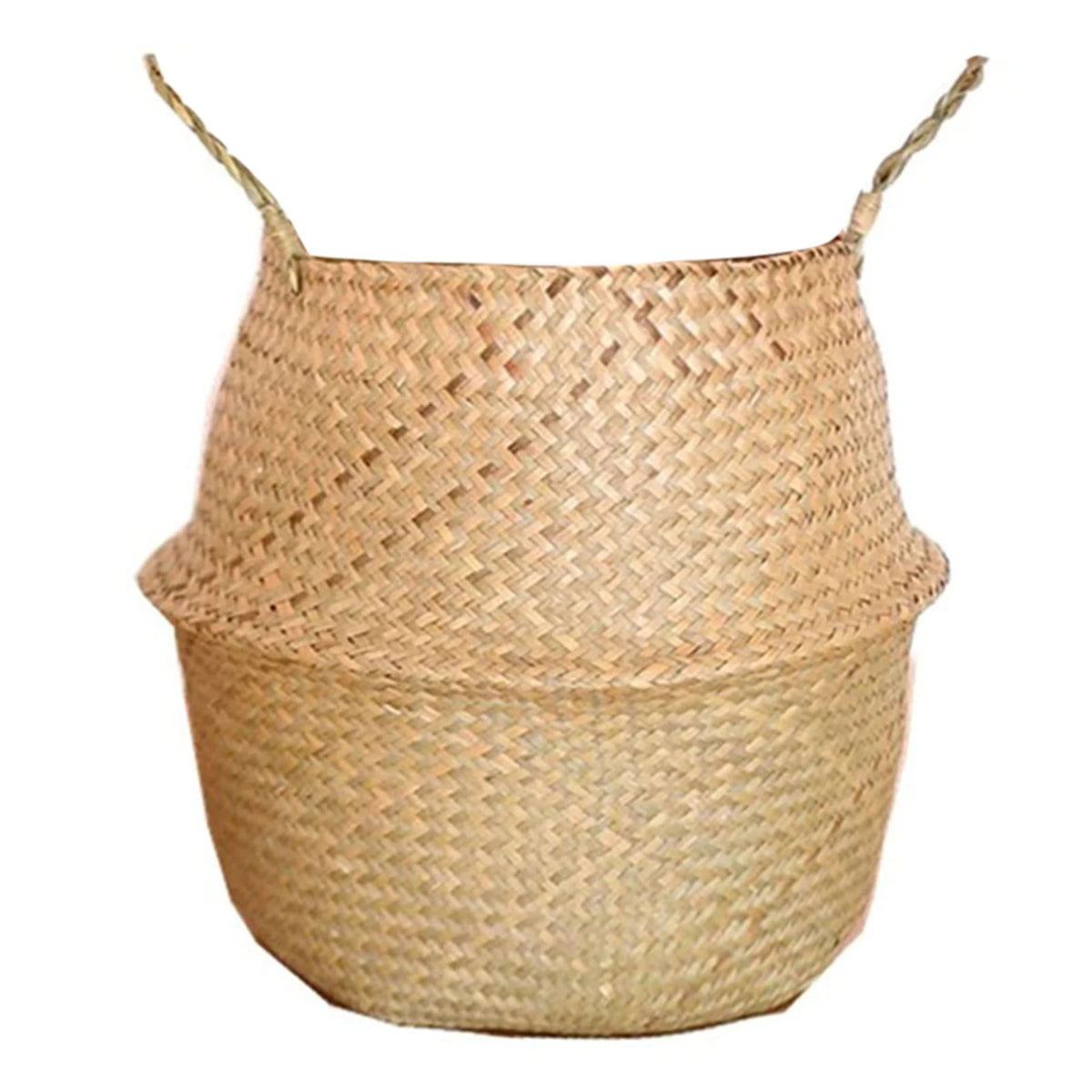 panier pliable tissage paille naturel rustique poignées porte plantes decoration maison
