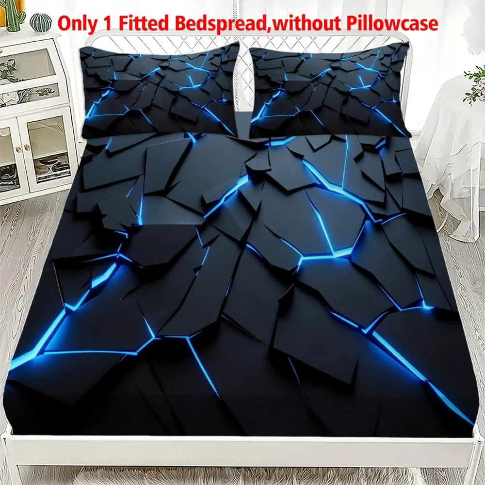 drap housse géométrique moderne noir bleu clair matelas simple double queen king polyester coton