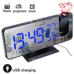 horloge multifonctionnelle or rose moderne radio double alarme projection