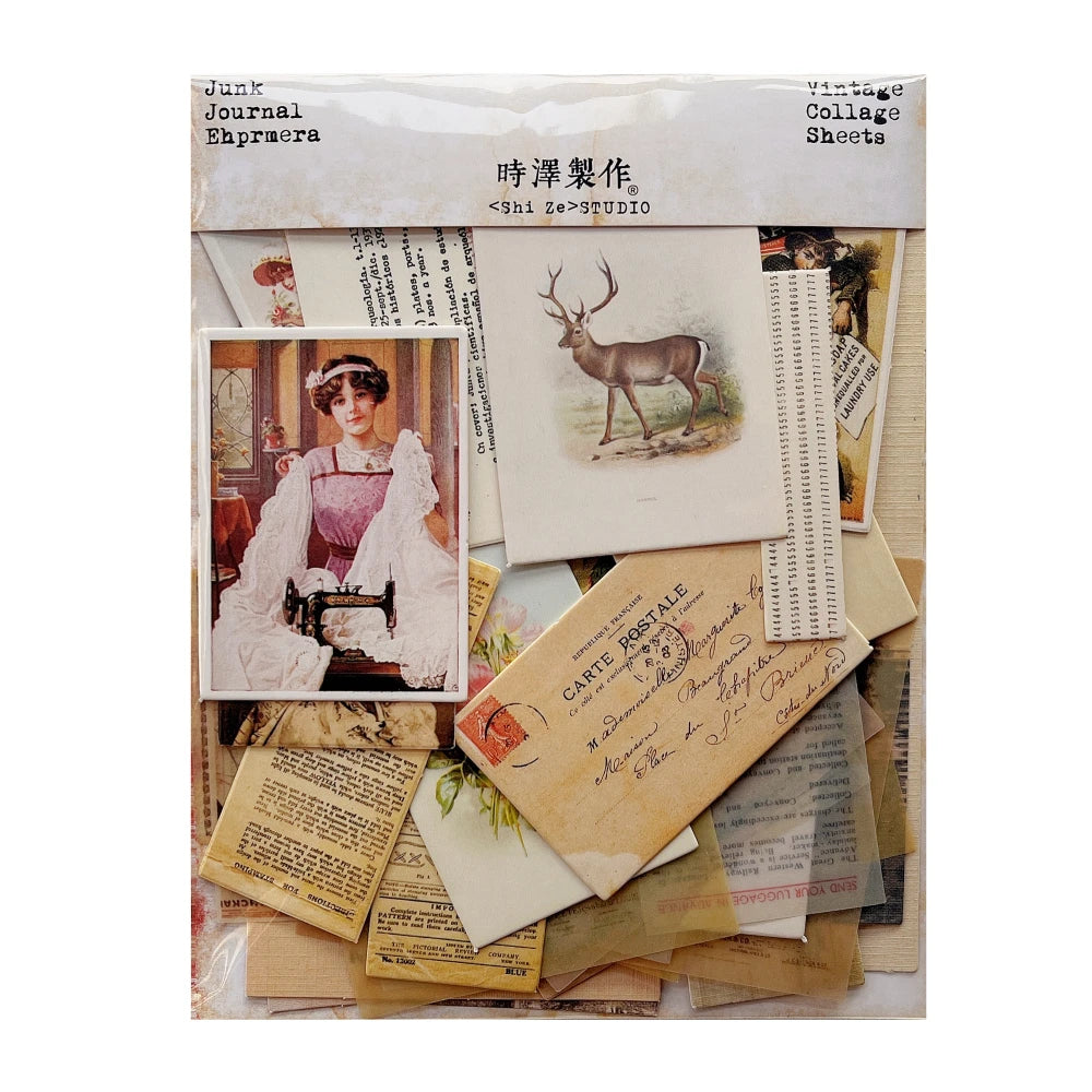 feuilles collage vintage illustrations anciennes lettres gothiques motifs floraux textes manuscrits images paysages clips