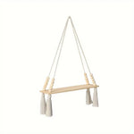 étagère suspendue bois naturel bois franges blanches boho chic fixée mur plantes décointérieurextérieur
