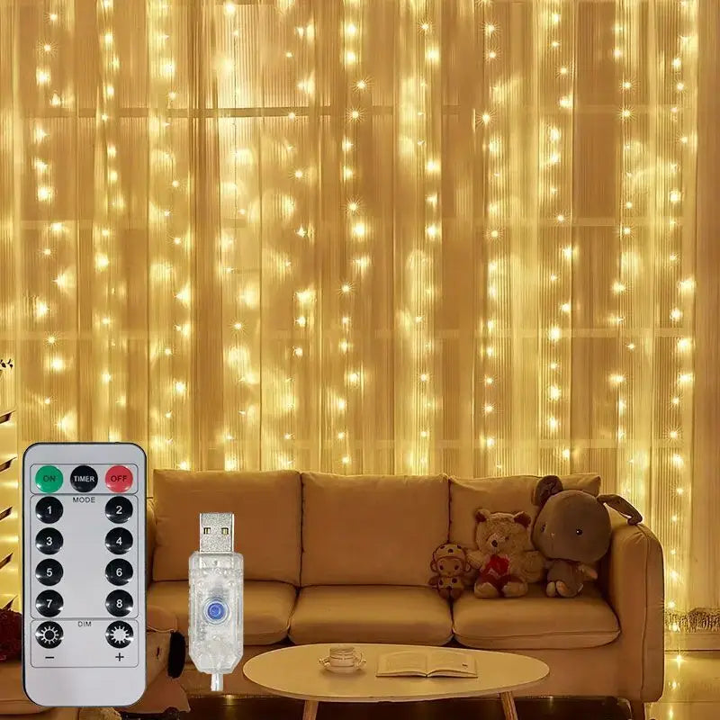 rideau lumineux led décoration noël guirlande sapin multicolore télécommande usb intérieur maison fête