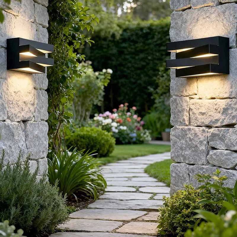 lampes murales modernes led noires géométriques extérieures intérieures 21cm 10cm