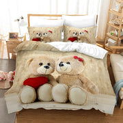 Parure de lit ours en peluche 3D blanc pour adolescente - Housse de couette polaire douce