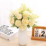 bouquet fleurs artificielles soie mariage décoration maison blanc rose bleu clair vert classiqueintérieur vase
