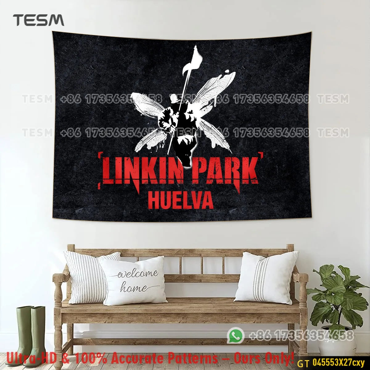 tapisserie supporteur football logo noir moderne clips inclusion sac clips