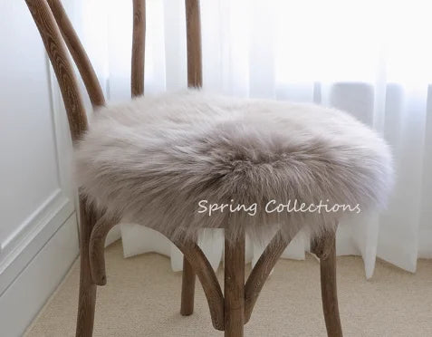 coussin chaise rond laine mouton fourrure épaisse doux confortable siège moderne
