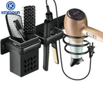 organisateur mural noir moderne porte sèche cheveux pince brosse cordon vis fixations salle bain