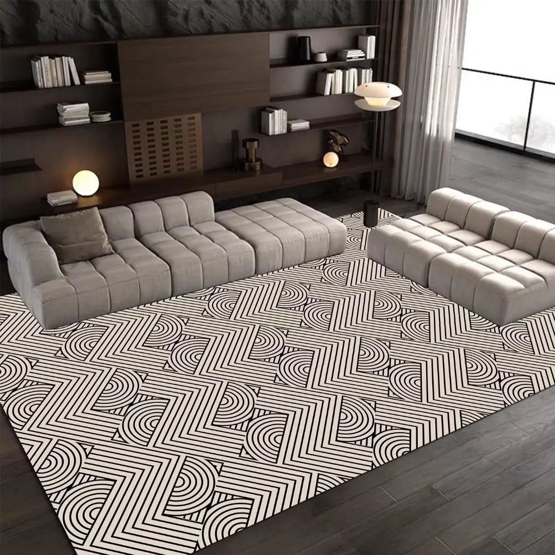 Tapis Flanelle Nordique Moderne pour Chambre Salon, Confort Doux Antidérapant