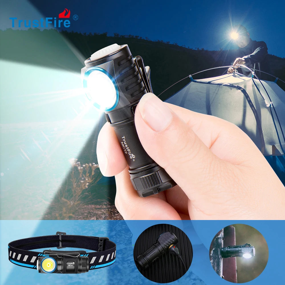 lampe torche noire aimantée led 180 degrés batterie incluse modérne texturé
