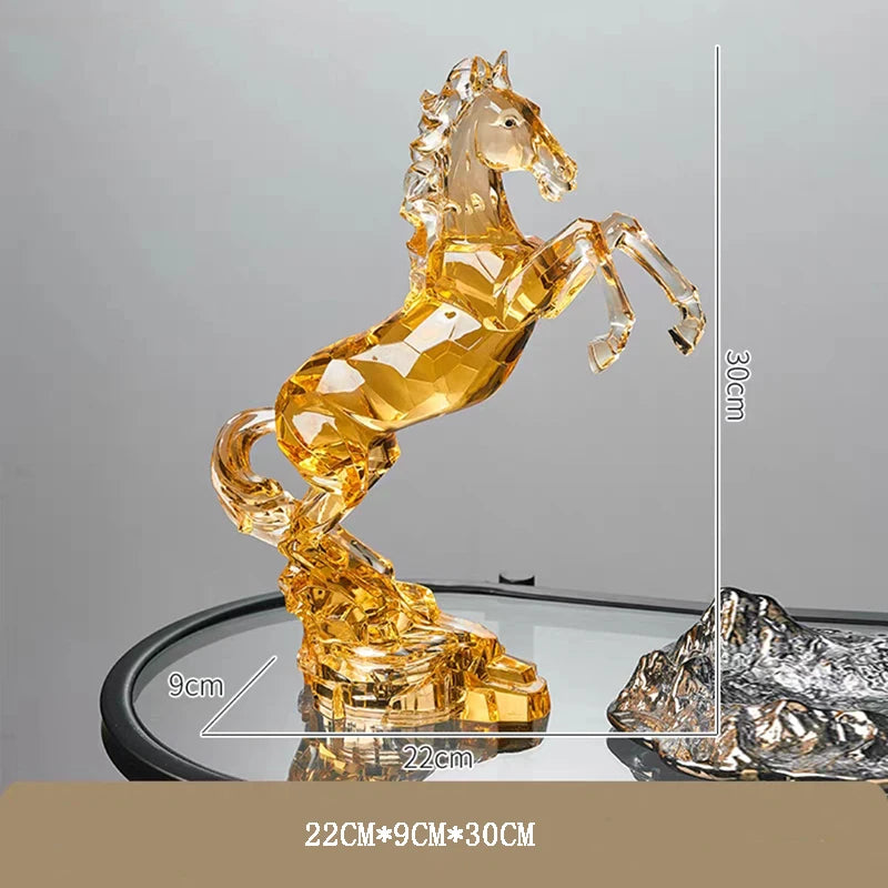 décoration moderne cheval cristal transparent facettes base rocher éclairage chambre
