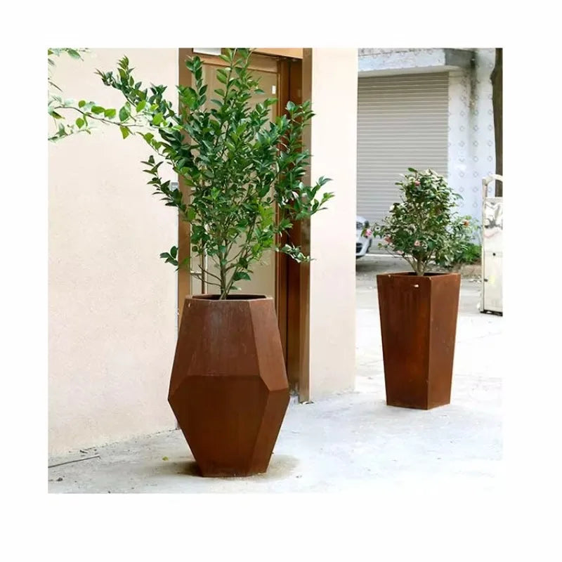 jardinière rectangulaire bac fleurs gris métallisé lisse contemporaine sans fixation
