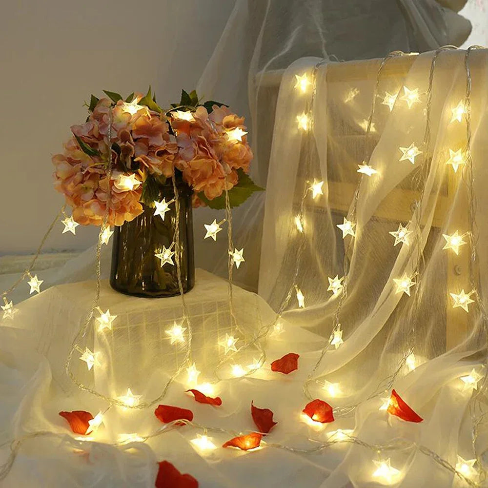 guirlande lumineuse étoiles blanc multicolore noël anniversaire halloween moderne décoration festive chambre camping