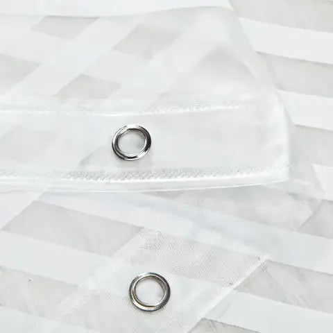 rideau douche moderne blanc transparent rayures points résistant l'eau 180cm