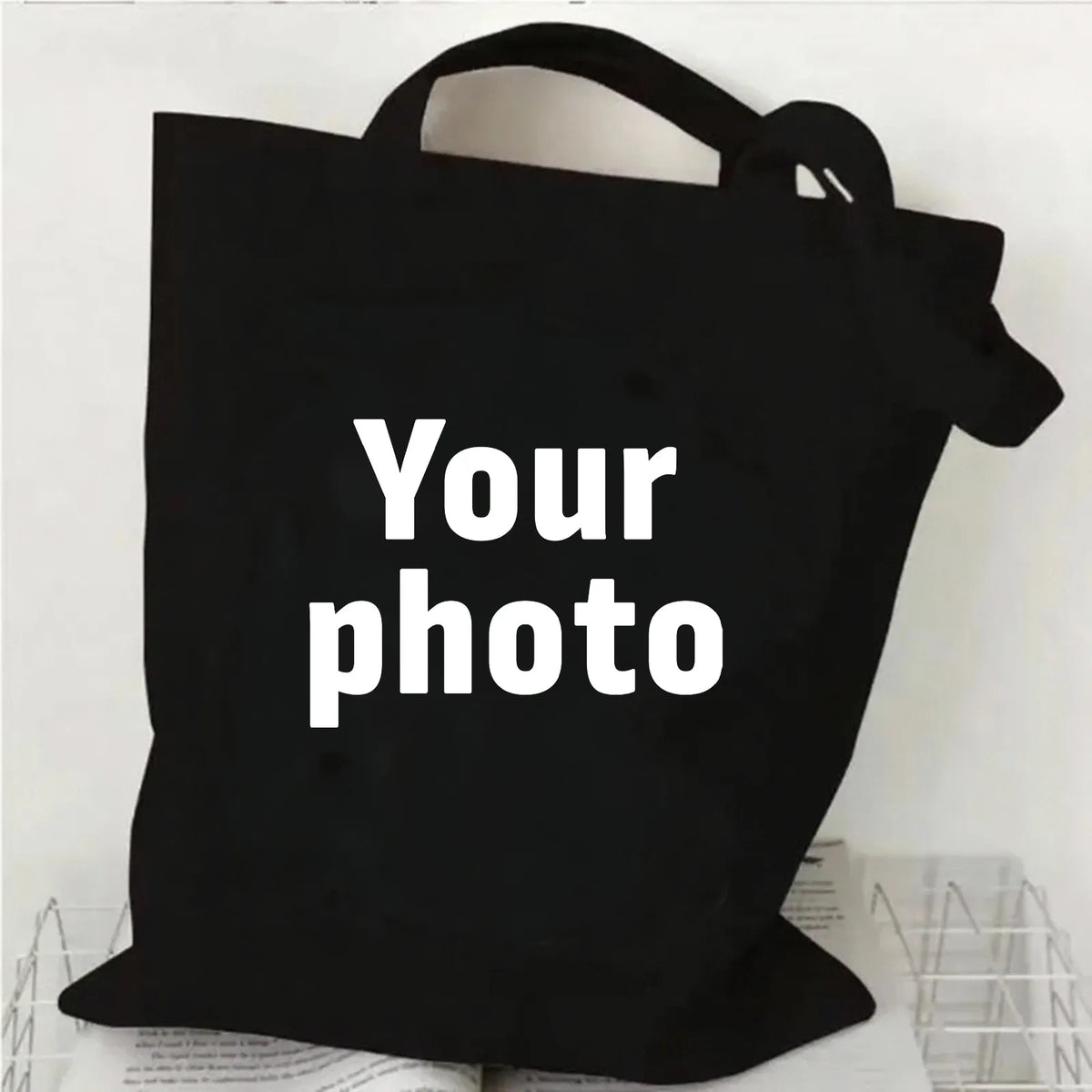 sacs toile personnalisables tote bag noir blanc imprimés décontractés femmes