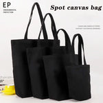 sac main femme toile noire grande pochette shopping coton solide moderne