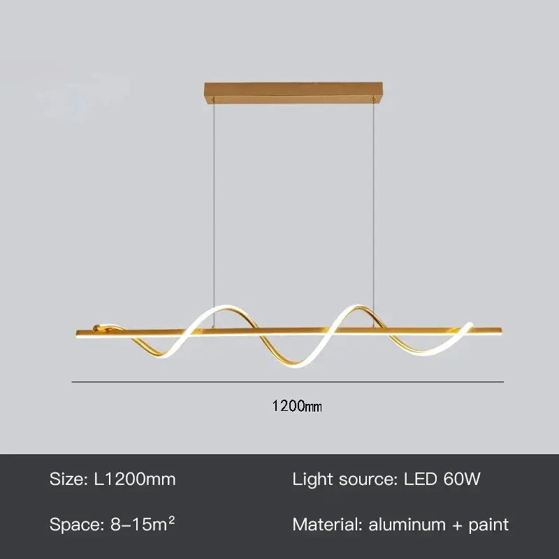 Suspension lumineuse moderne ornement ondulé or blanc noir moderne chambre salon