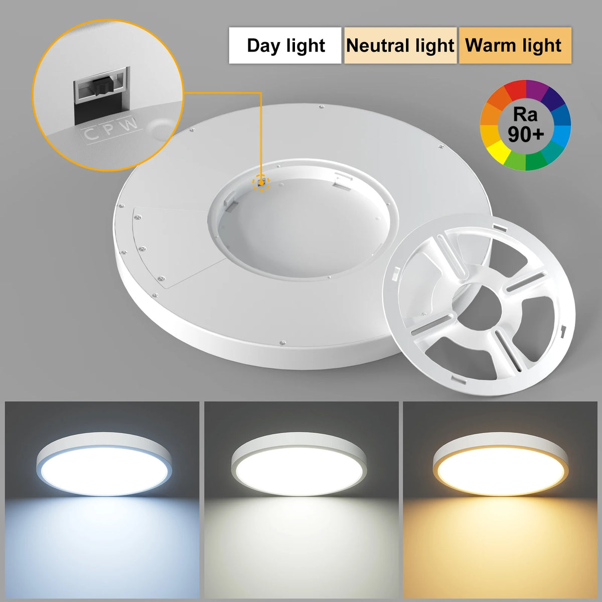 plafonnier led moderne blanc flux lumineux 2000 82000 interrupteur rotatif