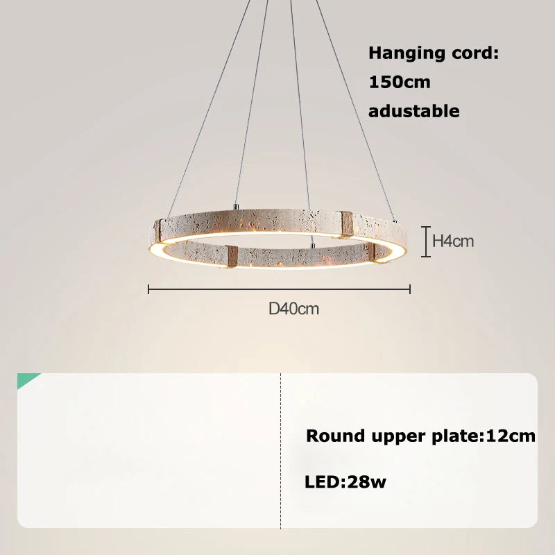 suspension lumineuse moderne fer blanc texture pierre minimaliste chaînes métalliques