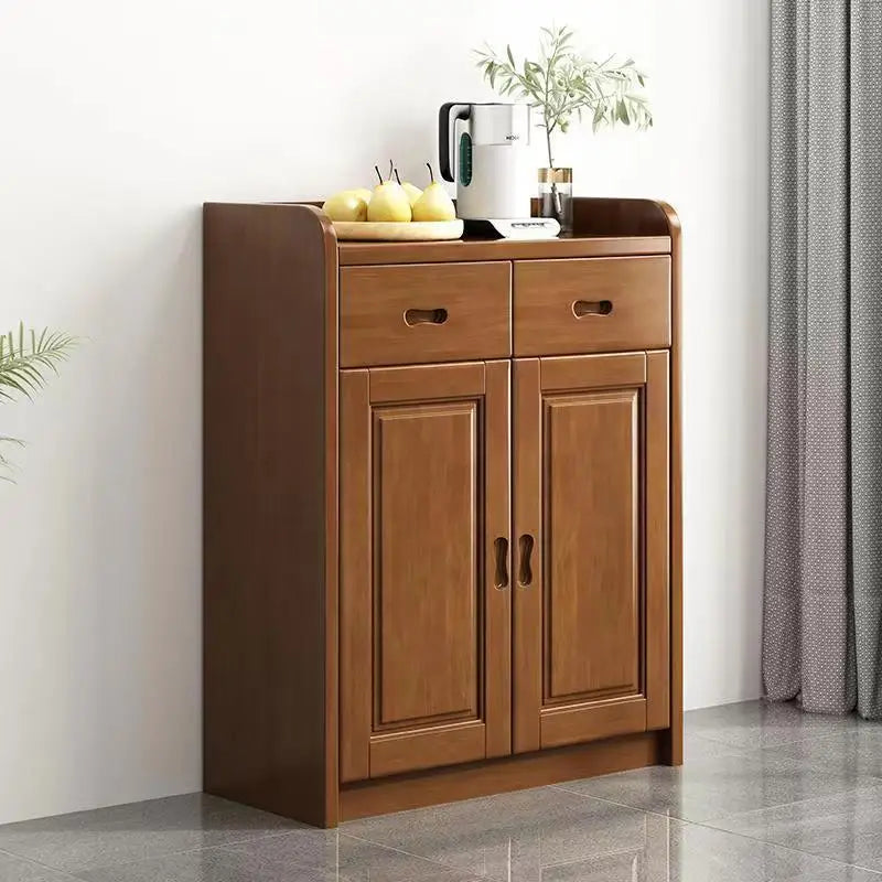 meuble bas classique deux portes tiroirs étagère intégrée meuble buffet traditionnel marron clair aspect
