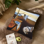 taie d'oreiller pop art salvador dali déformée motif contemporain coussin décoratif noir beige gris