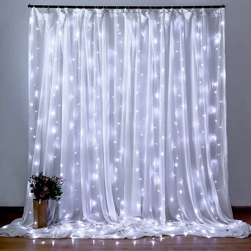 rideau lumineux led multicolore moderne télécommande usb 5v 300cm blanc beige