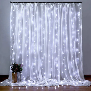 rideau lumineux led multicolore moderne télécommande usb 5v 300cm blanc beige