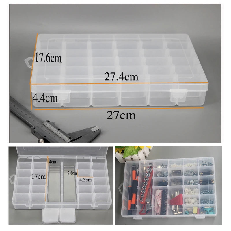 boîtes rangement transparentes modulaires grilles détachables organisation pratique bijoux outils écologiques plastique pp respectueux