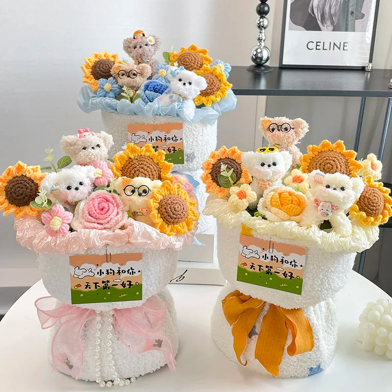 bouquet fleurs artificielles tournesols jaune orange blanc décoration mariage cadeau fête enseignants
