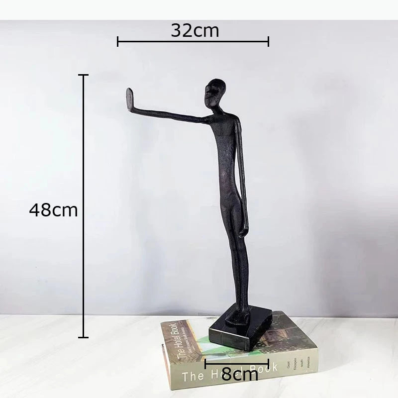 sculpture abstraite moderne noir art africain personnage stylisé décoration intérieure industriel figure texturéeDecorationBureau