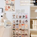 organisateur jouets transparent empilable multicolore figurines collection cartoonesque boîtes d'exposition acrylic modernes cartes d’identité