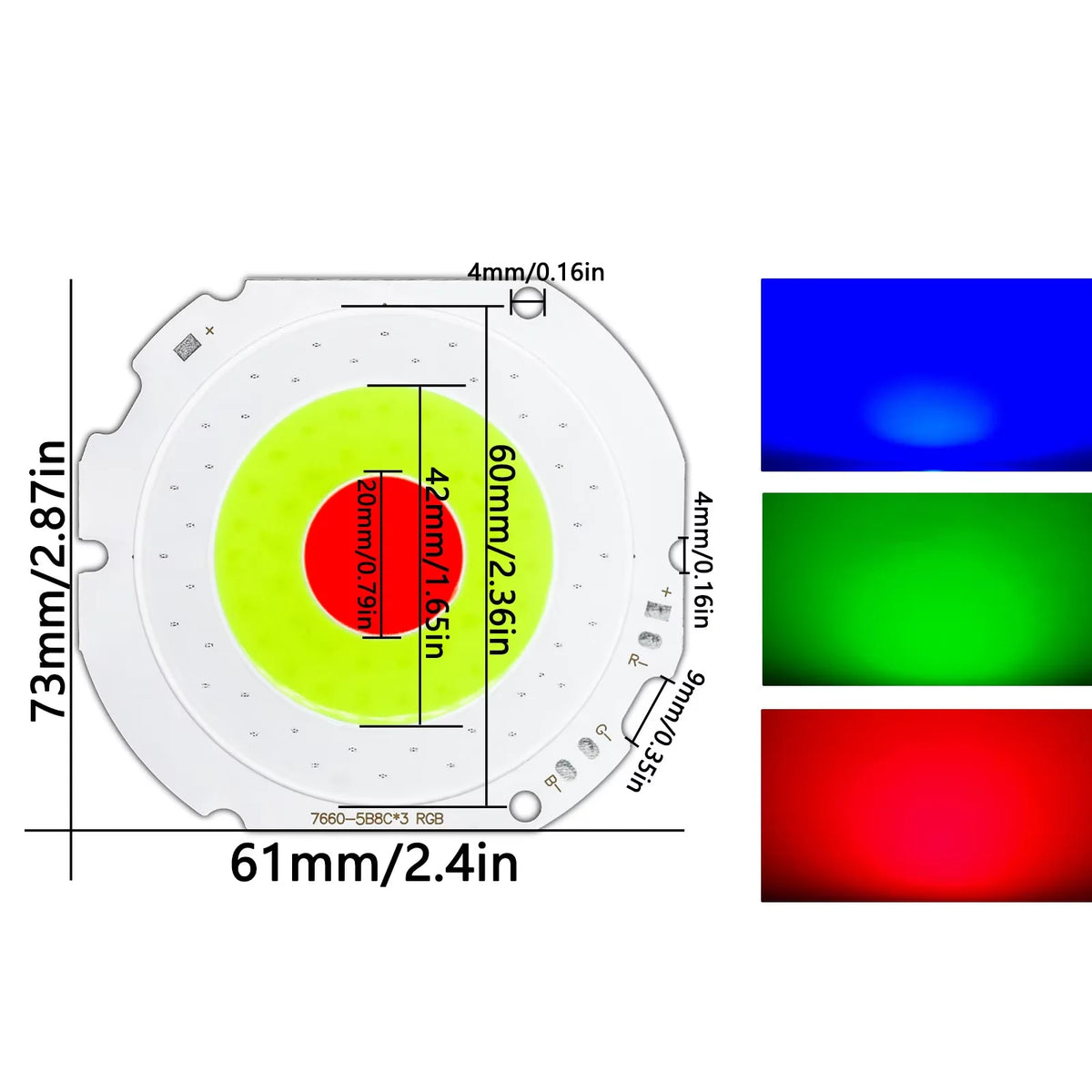 plaque led rgb 50w blanc rouge vert moderne perforations câbles connexion