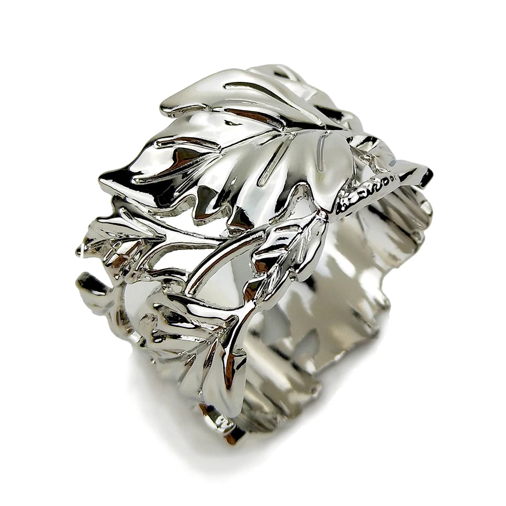 porte serviettes métal feuilles stylisées moderne argent doré bronze 44mm 30mm pièces