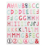 lettres capitales alphabet bois rose vert bleu noir blanc points coeurs rayures scrapbooking journalisation
