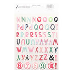 lettres capitales alphabet bois rose vert bleu noir blanc points coeurs rayures scrapbooking journalisation