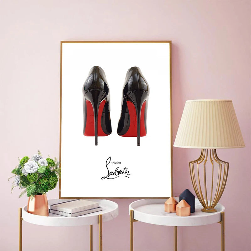 Impression toile talons hauts moderne élégante chambre femme rectangle sans cadrepaque