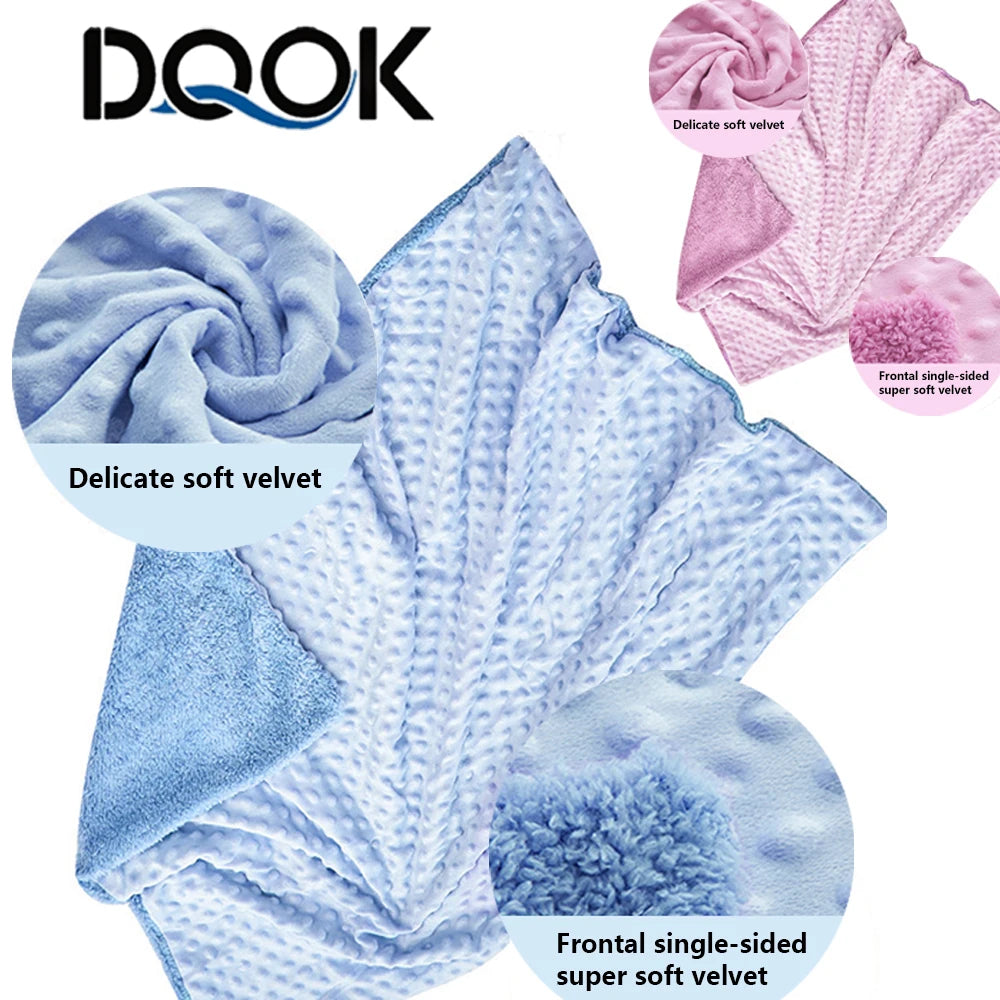 couverture bébé bleu clair motif points polaire douce hiver été maternité unisexe coton solide