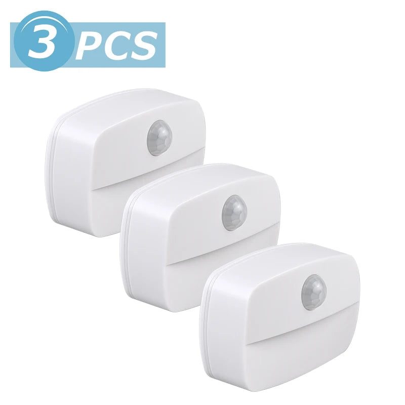 lampe détection mouvement blanc moderne compact adhésif led batteries aaa piroseau on off auto