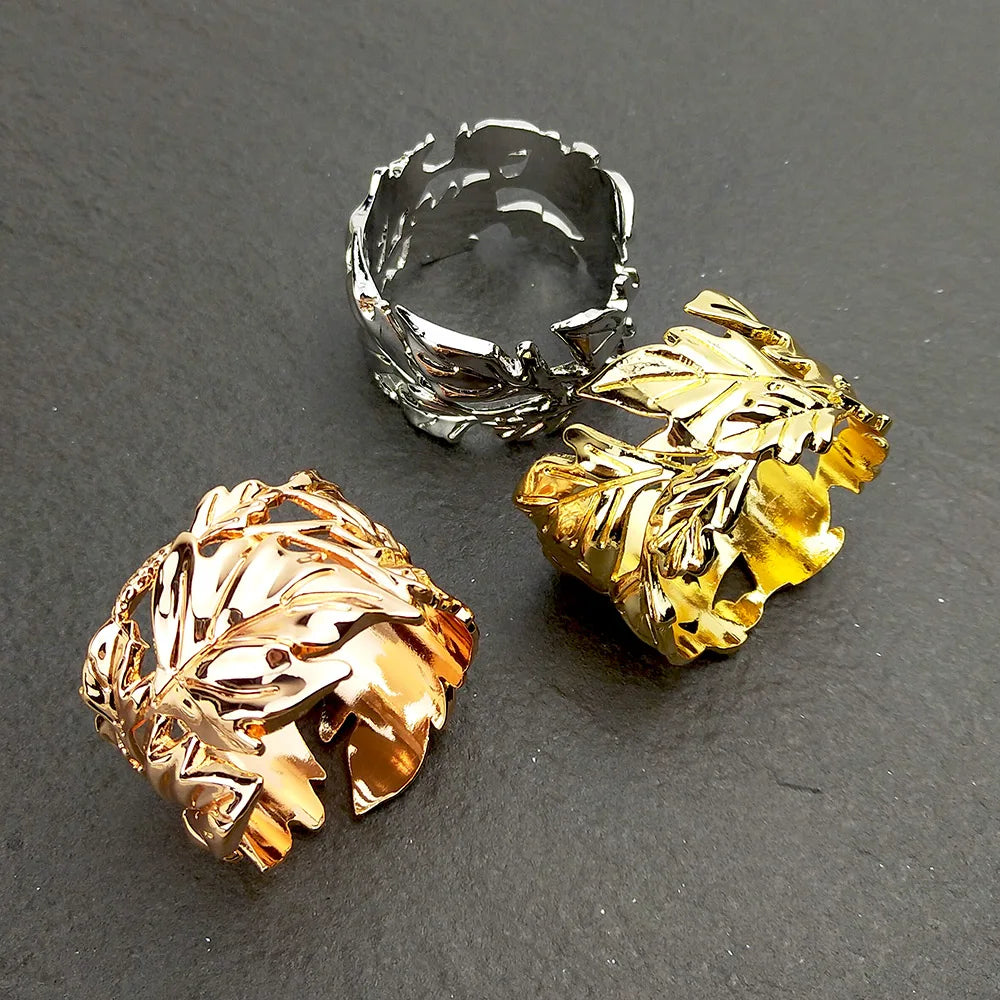 porte serviettes métal feuilles stylisées moderne argent doré bronze 44mm 30mm pièces