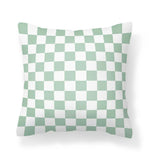 housse coussin velours carreaux vert clair blanc moderne nordique décoration intérieure lit canapé salon