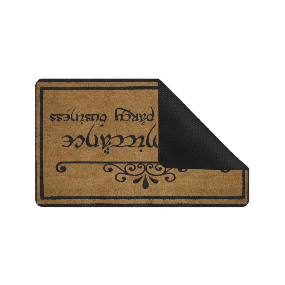 tapis d'entrée antidérapant marron lettrage noir bordure extérieur bain porte classic